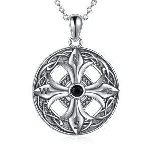 Sterling Silver Celtic Compass Necklace-0