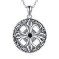 wholesale 925 Sterling Silver Celtic Knot Compass Pendant Necklace with Black Stone for Women-0-0