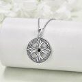 wholesale 925 Sterling Silver Celtic Knot Compass Pendant Necklace with Black Stone for Women-0-1