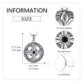 wholesale 925 Sterling Silver Celtic Knot Compass Pendant Necklace with Black Stone for Women-0-3