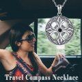wholesale 925 Sterling Silver Celtic Knot Compass Pendant Necklace with Black Stone for Women-0-6