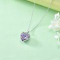 wholesale 925 Sterling Silver Purple Crystal Tree of Life Heart Pendant Necklace for Women-0-2
