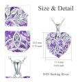 wholesale 925 Sterling Silver Purple Crystal Tree of Life Heart Pendant Necklace for Women-0-3