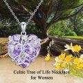 wholesale 925 Sterling Silver Purple Crystal Tree of Life Heart Pendant Necklace for Women-0-5