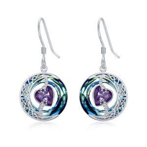 Sterling Silver Moon Heart Earrings-0