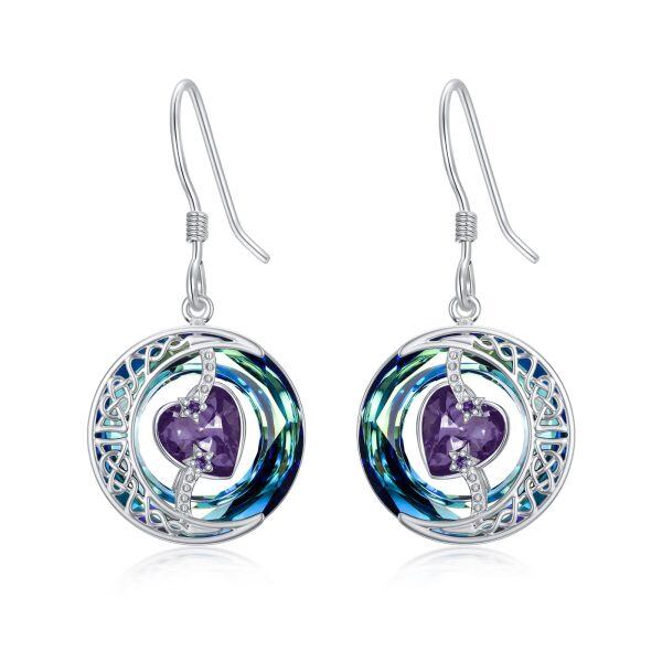 Sterling Silver Moon Heart Earrings-0