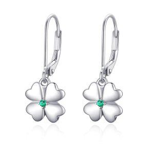 Sterling Silver Clover Earrings-0