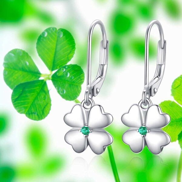 Sterling Silver Clover Earrings-1