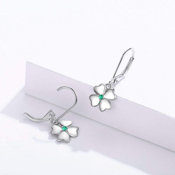 Sterling Silver Clover Earrings-2