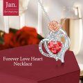 wholesale 925 Sterling Silver Red CZ Heart & Rose Pendant Necklace for Women-0-5