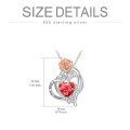 wholesale 925 Sterling Silver Red CZ Heart & Rose Pendant Necklace for Women-0-6