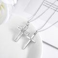 wholesale 925 Sterling Silver Cross Couple Pendant Necklaces with CZ Stones for Women-0-1