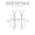 wholesale 925 Sterling Silver Cross Couple Pendant Necklaces with CZ Stones for Women-0-2
