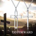 wholesale 925 Sterling Silver Cross Couple Pendant Necklaces with CZ Stones for Women-0-5
