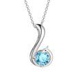 wholesale 925 Sterling Silver Blue Crystal Swan Pendant Necklace for Women-0-0