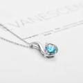 wholesale 925 Sterling Silver Blue Crystal Swan Pendant Necklace for Women-0-3