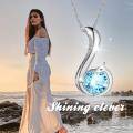 wholesale 925 Sterling Silver Blue Crystal Swan Pendant Necklace for Women-0-5