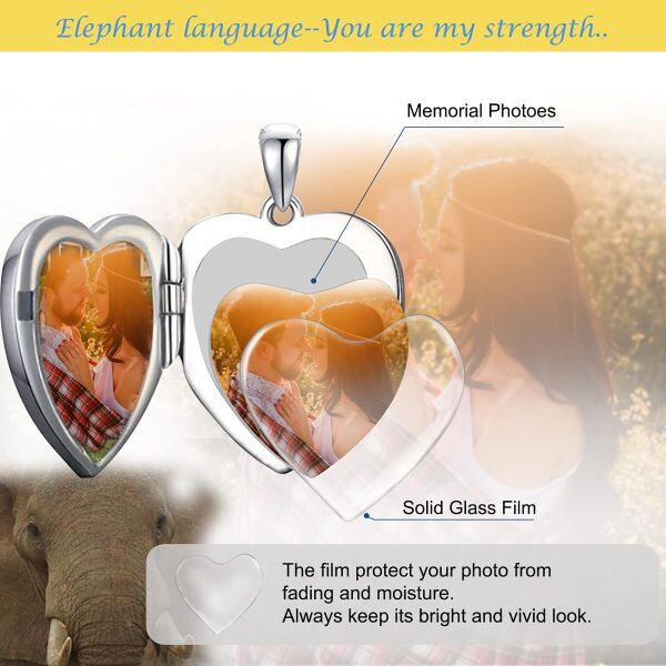 Sterling Silver Heart Elephant Necklace-4