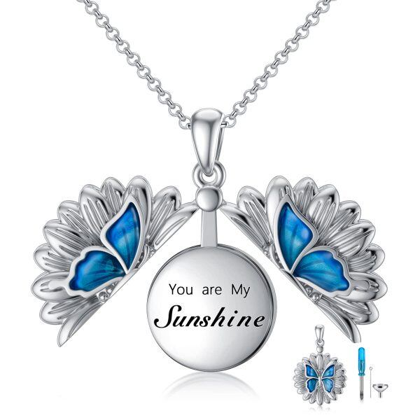 Sterling Silver Sunflower Butterfly Necklace-0