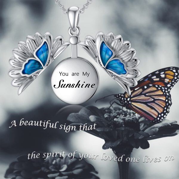 Sterling Silver Sunflower Butterfly Necklace-5