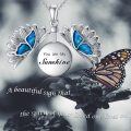 wholesale 925 Sterling Silver Blue Enamel Flower & Butterfly Cremation Jewelry Urn Pendant Necklace-0-5
