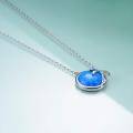 wholesale 925 Sterling Silver Blue Simulated Opal Palm Tree Pendant Necklace for Women-0-3
