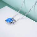 wholesale 925 Sterling Silver Blue Simulated Opal Palm Tree Pendant Necklace for Women-0-4
