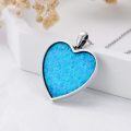 wholesale 925 Sterling Silver Blue Fire Opal Daisy Flower Heart Locket Necklace-0-2