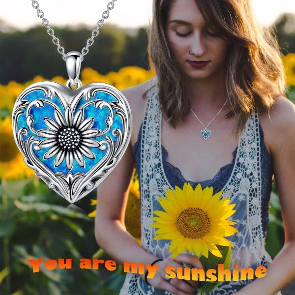 Sterling Silver Sunflower Heart Necklace-4