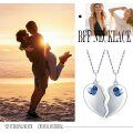 wholesale 925 Sterling Silver Broken Heart Matching Necklaces Set with Blue Crystal Elements-0-1