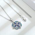wholesale 925 Sterling Silver Blue Enamel & Crystal Celtic Knot Pendant Necklace for Women-0-4