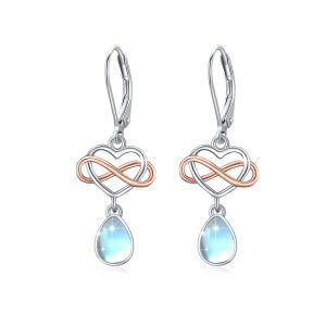 Sterling Silver Heart Infinity Earrings-0