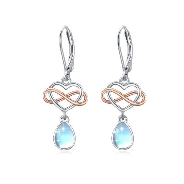 Sterling Silver Heart Infinity Earrings-0