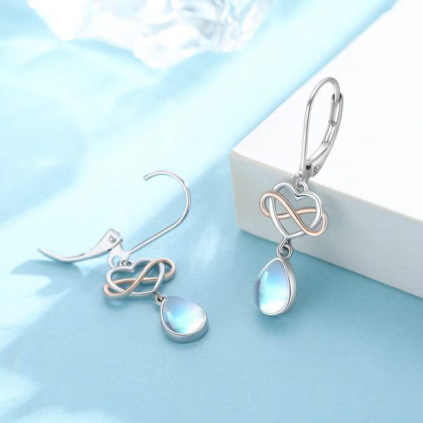 Sterling Silver Heart Infinity Earrings-1