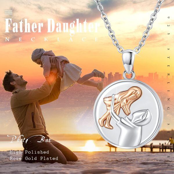 Sterling Silver Father And Daughter Necklace-1