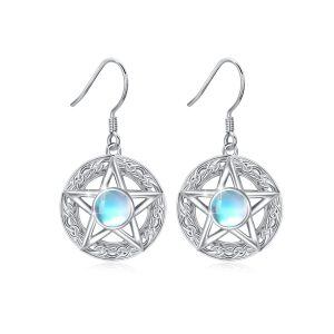 Sterling Silver Celtic Pentagram Earrings-0