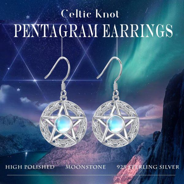 Sterling Silver Celtic Pentagram Earrings-1