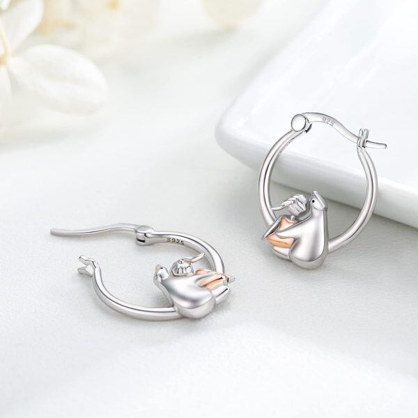 Sterling Silver Girl And Polar Bear Earrings-2