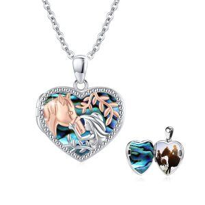 Sterling Silver Horse And Girl Heart Necklace-0