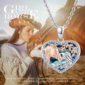 wholesale 925 Sterling Silver 925 Horse and Girl Abalone Shell Heart Photo Locket Pendant Necklace for Women-0-1