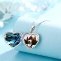 wholesale 925 Sterling Silver 925 Horse and Girl Abalone Shell Heart Photo Locket Pendant Necklace for Women-0-3