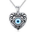 wholesale 925 Sterling Silver Blue Evil Eye Heart Photo Holder Pendant Necklace  for Women Girls-0-0