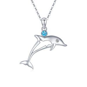 Sterling Silver Dolphin Pendant Necklace-0