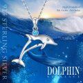 wholesale 925 Sterling Silver Dolphins with Blue Crystal Pendants Necklaces for Women-0-1