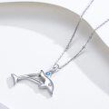wholesale 925 Sterling Silver Dolphins with Blue Crystal Pendants Necklaces for Women-0-3