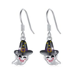 Sterling Silver Halloween Ghost Earrings-0