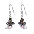 wholesale 925 Sterling Silver Halloween Ghost Witch Hat Dangle Earrings for Women-0-0