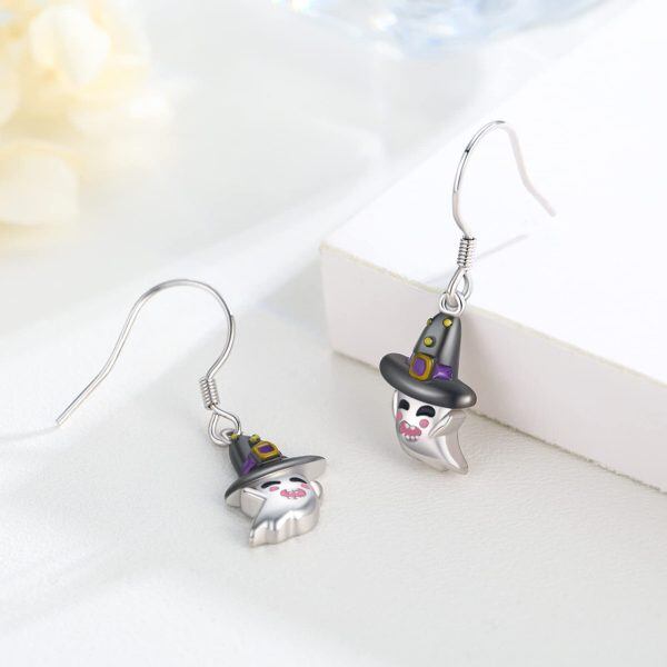 Sterling Silver Halloween Ghost Earrings-2