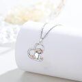 wholesale 925 Sterling Silver Frog on Mushroom Heart Pendant Necklace for Women-0-4