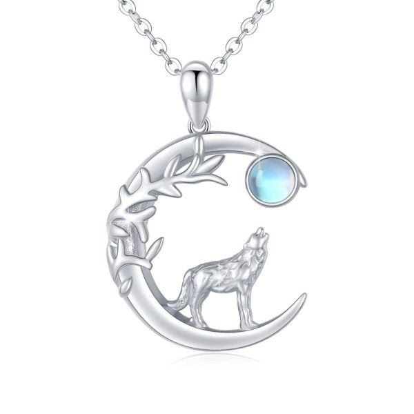 Sterling Silver Wolf Moon Necklace-0